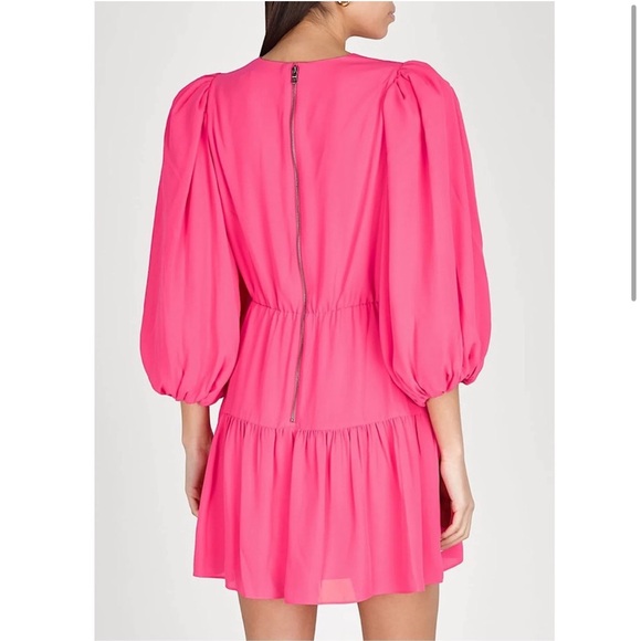 Alice + Olivia Shayla Pleated Balloon Sleeve Tiered Mini Dress - Picture 3 of 6